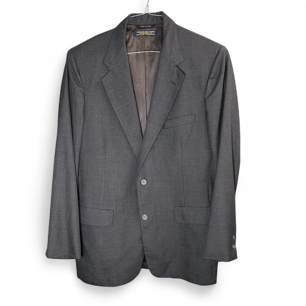 VIntage Brooks Brothers 1818 Mens Charcoal Grey Two Button Blazer Suit Jacket 42